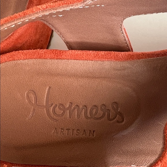 Homers Artisan orange suede platform slingback sandals - Picture 6 of 16